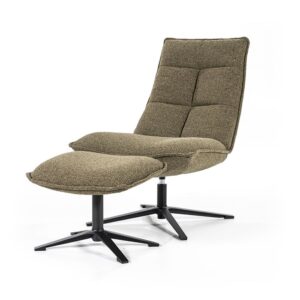 Eleonora Marcus fauteuil met voetenbank stof Baquer groen