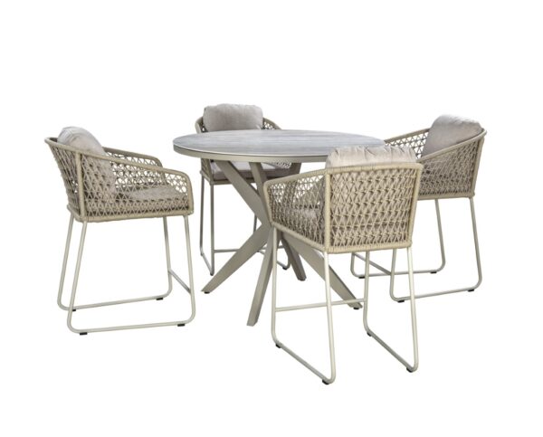 YOI Calma high dining120cm + Bara high dining chair Salix