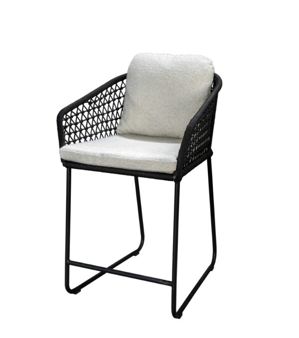 YOI Bara high dining chair alu black rope black wool white